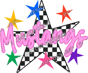 Mustangs Preppy Checkered Star Retro