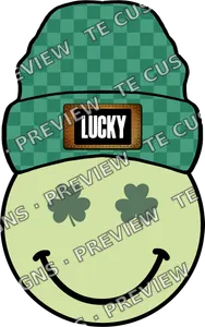 Smiley Face Lucky Beanie St Patricks Graphics