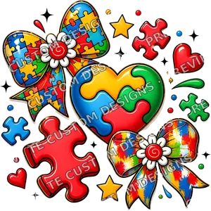 Autism Awareness Heart Puzzle Ribbon