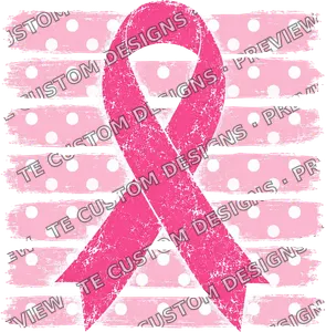 Breast Cancer Ribbon Polka Dot