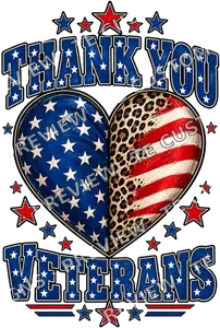 Veterans Day Leopard Heart Graphic