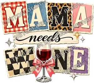 Mama Wine Retro Collage Mothers