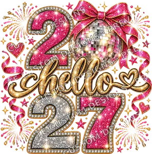 Glittery Hello 2027 New Year