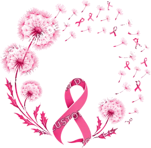 Dandelion Breast Cancer Awareness Pink