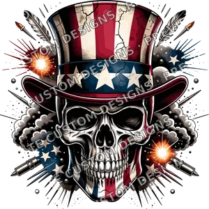 Patriotic Usa Flag Skull 4th