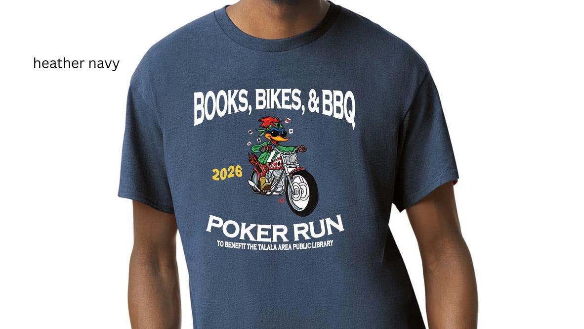 Books Bikes and BBQ Poker Run tee